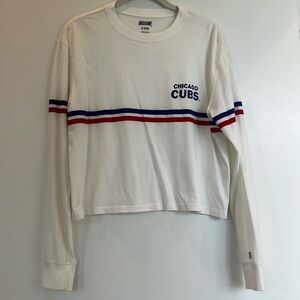 aerie White Chicago Cubs Long Sleeve Tee with Red & Blue Stripes